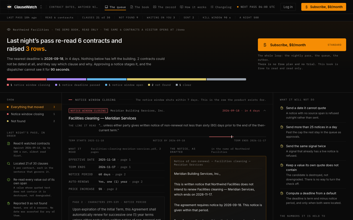 clausewatch.thecompound.tech at a 1440 pixel desktop viewport