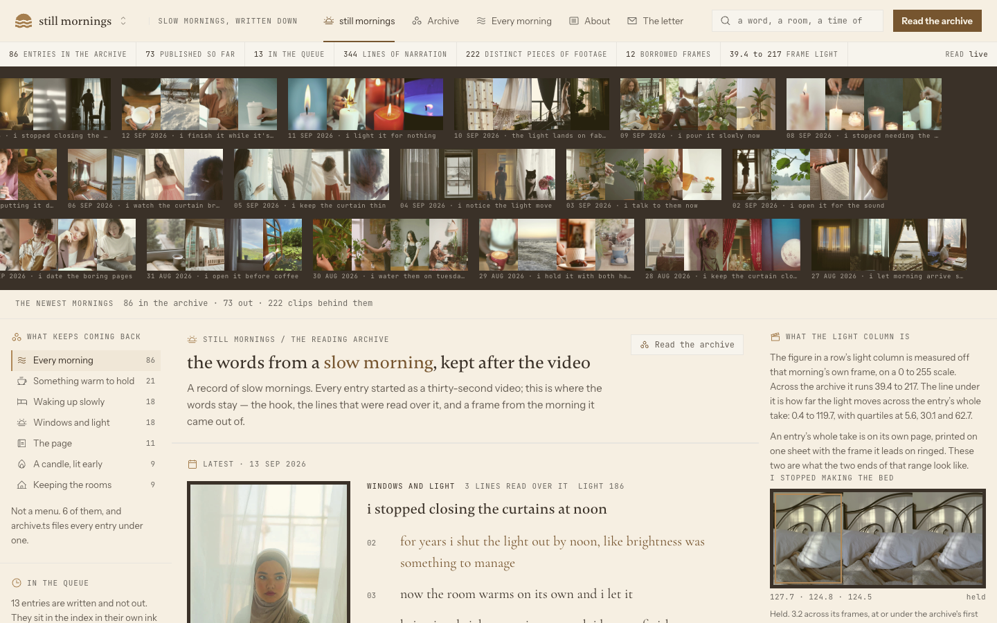 still-mornings.thecompound.tech at a 1440 pixel desktop viewport